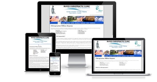 Bucks Chiropractic Website showing responsive design on multiple devices
